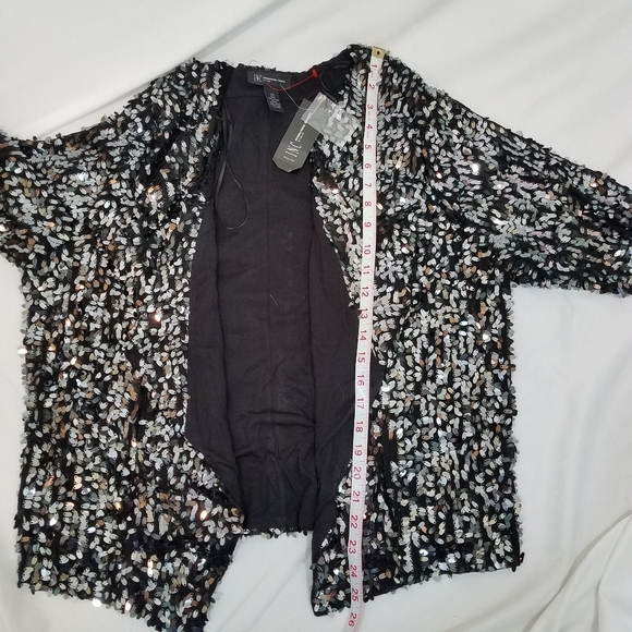 INC Radiance Deep Black Open Front Sequin Jacket 2X NWT - Picture 6 of 7